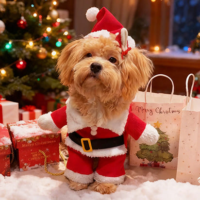 Christmas Pet Cute Santa Puppy/cat Costume