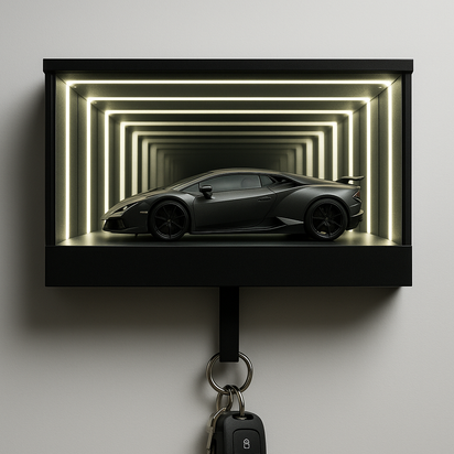 Car Garage Keychain Hanger With LED